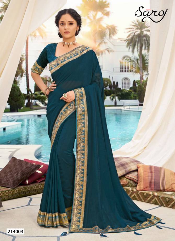 Saroj Ishita Festive Wear Heavy Border Vichitra Silk Fancy Saree Collection